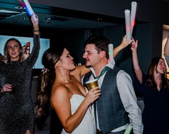 150 Customizable LED Foam Sticks, Flashing Wedding Party Batons, 16 Inch