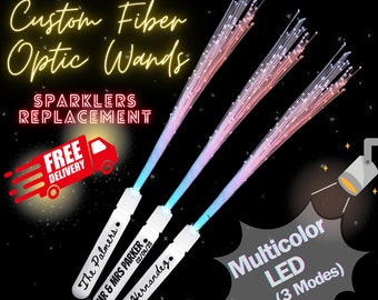 50 CUSTOMIZABLE Multi Color LED Fiber Wands (3 modes) for Wedding, Quince, Birthday, Rave,  Sweet 16, Party  - Safe Sparklers Replacement