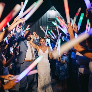100 Customizable LED Wedding Foam Sticks, Perfect for Wedding Exit, Dance, Birthday Party, Club, 16 Inch Multi or Single Color Flashing Glow