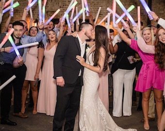 50 Customizable Wedding LED Foam Glow Sticks: Multi-Color Party Favors, 16 Inch