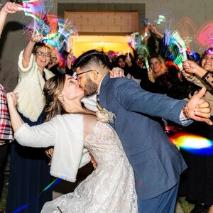 50 Customizable Fiber Wands, Perfect for Wedding Receptions, Exit, Dance, Birthday, Quince, Promo, Sweet 16 - Multicolor/ White Flashing LED