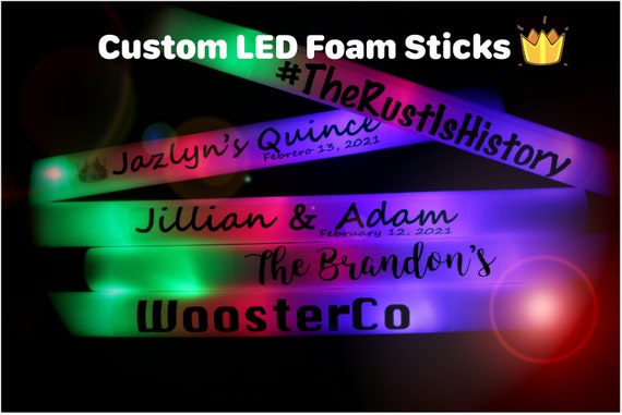 15/30/50/100/200 CUSTOM LED Foam Glow Sticks 16 Inch 3 Modes