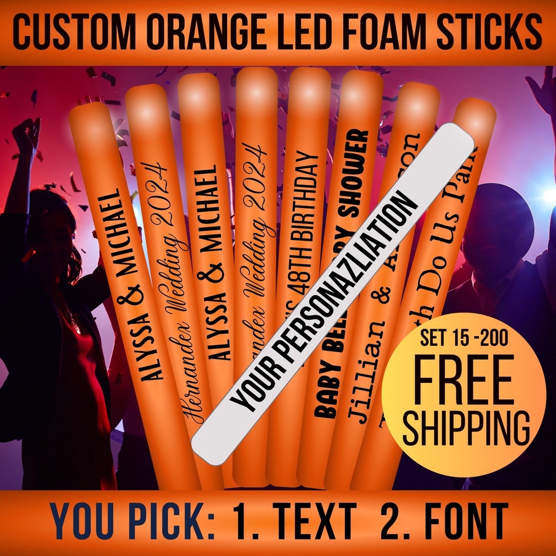 15/30/50/100/200 CUSTOM Single Color LED Foam Glow Sticks 16 Inch Etsy