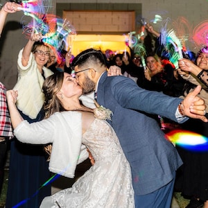 75 Customizable Fiber Wands, Perfect for Wedding Receptions, Exit, Dance, Birthday, Quince, Promo, Sweet 16 - Multicolor/White Flashing LED