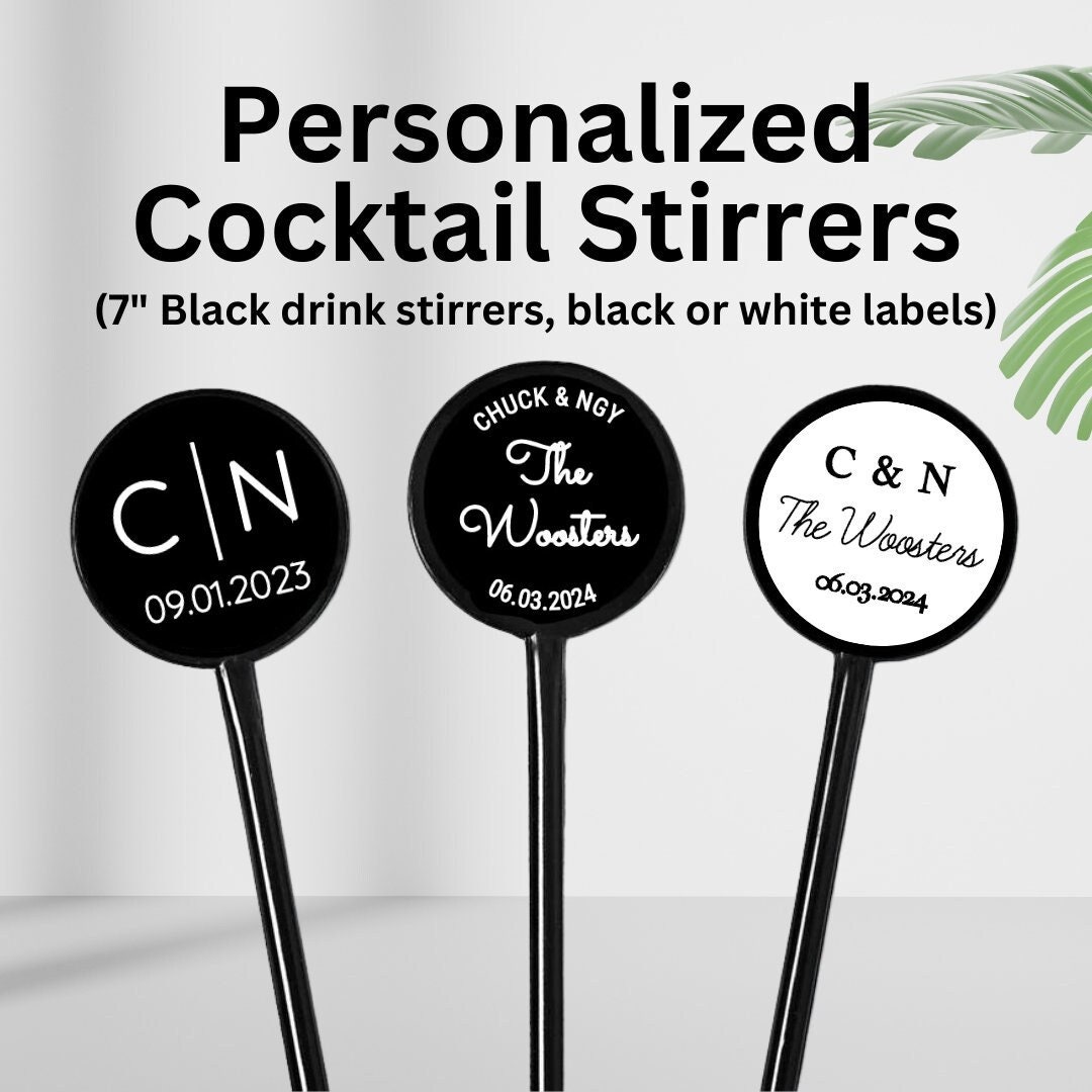 100PCS Personalized Engraved Stir Sticks Etched Drink Stirrers Bar Stir  Sticks Swizzle Acrylic Table Tag Baby Shower Decor