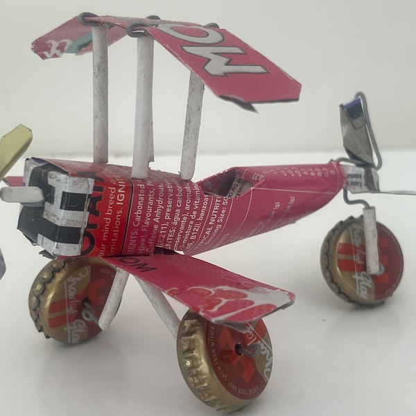 Recylced Biplane Aeroplane Tin Can Model