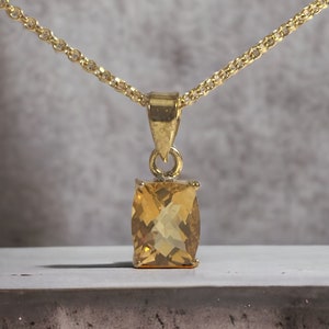 Flashy Citrine Pendant - Gold Citrine Pendant - November Birthstone - Birthday Gift - Anniversary Gift - Gold Plated Sterling Silver Pendant