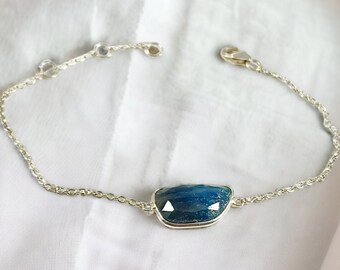 Genuine Sapphire Dainty Bracelet - Sapphire Chain Bracelet - September Birthstone - Bracelet for Her - Solid 925 Sterling Silver Bracelet