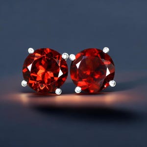 Sparkly Red Garnet Earrings - Red Garnet Studs - Gemstone Studs - January Birthstone - Valentines Gift for Her - Gift for Her - Red Earrings