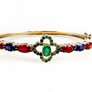 SOLD  WAITLIST AVAILABLE - Solid 925 Silver Ruby Emerald Sapphire Bracelet - Sterling Silver Precious Genuine Gemstone Bracelet