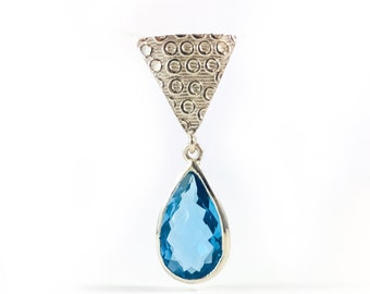 Genuine Blue Topaz Pendant with FREE Chain - Blue Topaz Pendant - December Birthstone - Solid 925 Sterling Silver