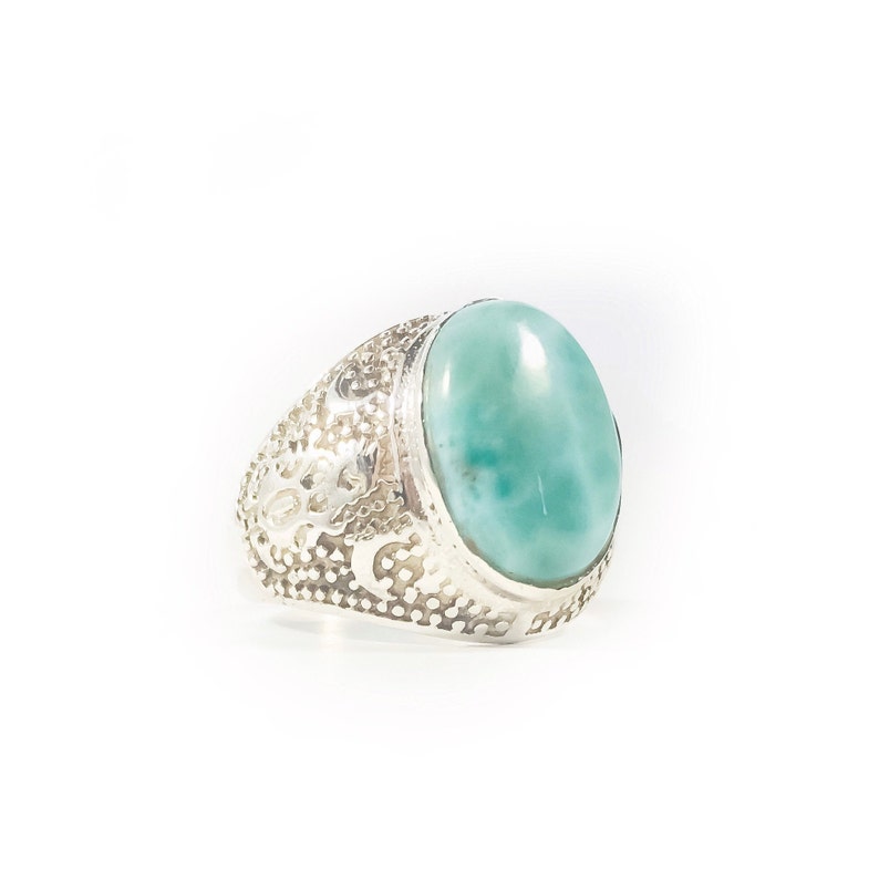 Genuine Larimar Ring Unisex Ring Men's Larimar Ring Etsy