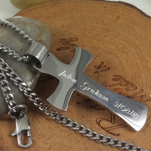 Customized Cross Necklace, Personalized Men&#39;s Necklace,Necklace For Men,Cross Necklace Engraved,Cross Necklace Men Customize,Name Necklace