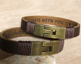 Personalisiertes Lederarmband für Männer, versteckte Nachricht, individuell graviert