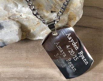 Personalized Dog Tag Necklace,Custom Necklace for Men,Necklace For Men,Dog Tag Personalized For Men,Name and Date Dog Tag Necklace Custom