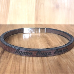Personalized Leather Bracelet,Unisex Bracelet,Men&#39;s Leather Bracelets Personalized,Custom Thin Leather Bracelet,Leather Bracelets with Names