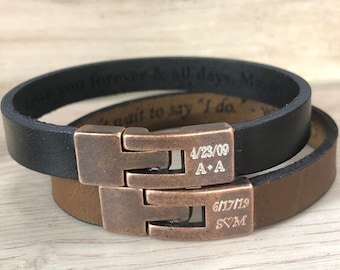 Hidden Message Leather Bracelet,Bracelets For Men,Custom Mens Bracelet,Custom Message Leather Bracelet,Secret Message Leather Bracelet