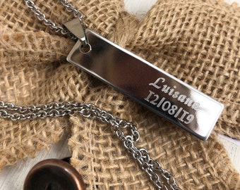 Personalized Men Necklace,Stainless Steel Necklace For Men,Custom Jewelry For Men,Name Personalized Necklace,Men's Engraved Necklace,Tags