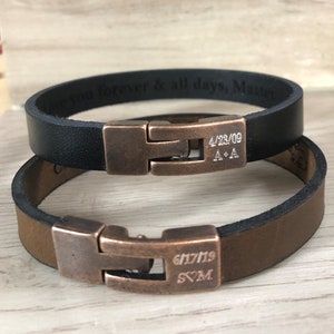 Hidden Message Leather Bracelet,Bracelets For Men,Custom Mens Bracelet,Custom Message Leather Bracelet,Secret Message Leather Bracelet image 3