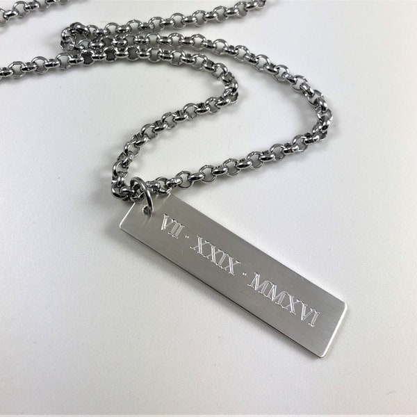 Personalized Men Necklace, Stainless Steel Necklace For Men, Custom Jewelry For Men, Father's Day Personalized Gift, Men's Engraved Necklace