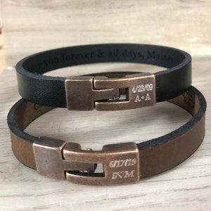 Personalized Men Leather Bracelet,Custom Men Gift For Dad,Unisex Bracelet,Bracelets For Men,Custom Christmas Gift,Mens Bracelet Personalized