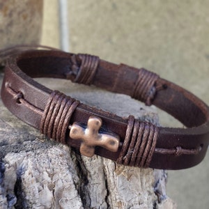 Adjustable Leather Bracelet,Leather Wristband For Dad,Religious Confirmation Bracelet,Cross Leather Bracelet,Adjustable Mens Bracelet,Gifts