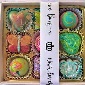 Luxury Belgian Chocolate Gift Box of 9  Hand Made Artisan  Truffles GLUTEN FREE   - Personalised Message Love Burf~e VIP