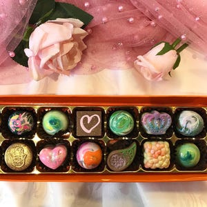 Luxury Artisan Belgian Chocoate Box of 16 Hand Made ~ 16 Soft  Burfi / Barfi  TRUFFLE BON BONS  -Personalised Message - Ribbon - Gluten Free