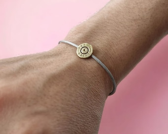 Bracelet artisanal avec munitions / douille de 9 mm