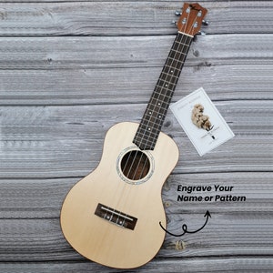 FREE ENGRAVE Customized Personalized 26 Inch Tenor Ukulele (Solid Top Spruce Mix Acacia Wood)