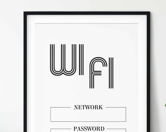 WIFI Password Sign Printable: Minimalist Black & White Typography (Digital Download)