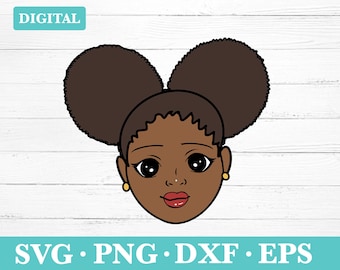 Black Girl Head Download Svg, Afro Girl Clipart, Cute Black Girl silhouette SVG, svg, png, eps, dxf