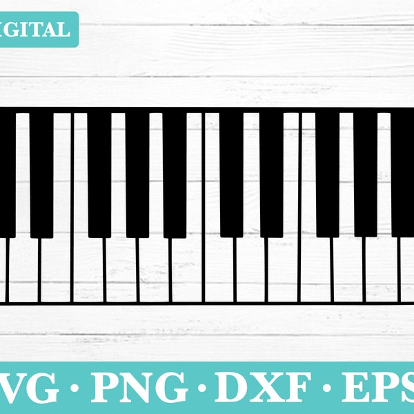 Piano Key SVG Download - Musical Keyboard Clipart, Digital Silhouette File (svg, png, eps, dxf)