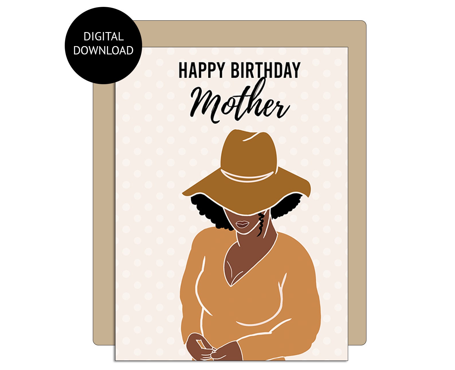 Happy Birthday Mother Printable Greeting Card, Digital Download, Black ...