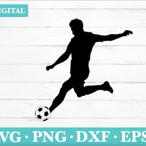 Soccer Player Kicking Ball Silhouette Svg - Soccer Ball,  Football Svg, Soccer Player Svg Clipart, svg, png, eps, dxf, Instant Download.