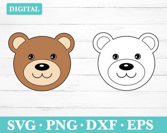 Clipart z twarzą misia, pliki warstwowe (svg, png, eps, dxf)