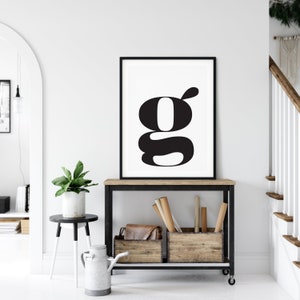 G-Buchstabe Druck, G-Druck, Wand Kunstdrucke, druckbare Kunst, Alphabet Druck, Typografie, schwarz und weiß, minimalistisch, Wand-Dekor