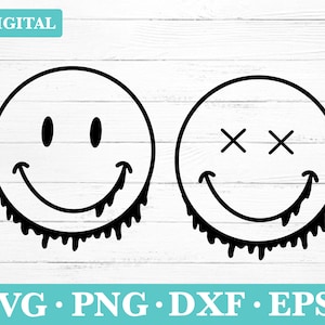 Smiley face Digital Download Svg, dripping smiley face svgClipart, svg, png, eps, dxf