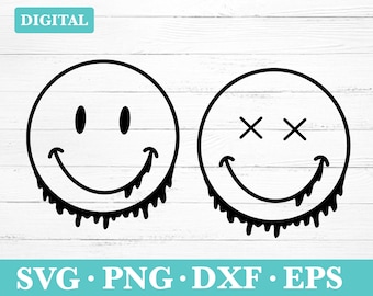Dripping Smiley Face SVG Clipart: Digital Download