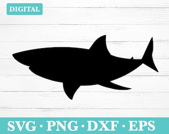 Weißer Hai Digital Download, Hai Silhouette svg Clipart, svg, png, eps, dxf