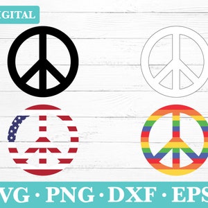 Símbolo de la paz (Svg), contorno del signo de la paz (descarga digital) (Svg), silueta del signo de la paz (Svg, png, eps, dxf)