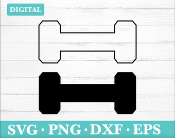Dumbbell SVG Cut File: Black Outline (Digital Download)