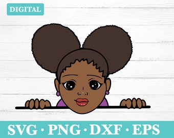 Black Girl Peeking Clipart, Afro Silhouette (svg, png, eps, dxf) (Digital Download)