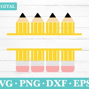 Pencil Name Frame Svg, Pencil Monogram Digital Download Svg, Teacher Pencil Clipart, svg, png, eps, dxf