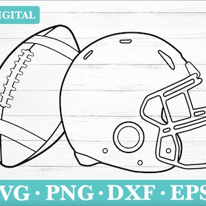 Football Helmet & Ball Silhouette: American Football SVG Clipart (Digital Download)