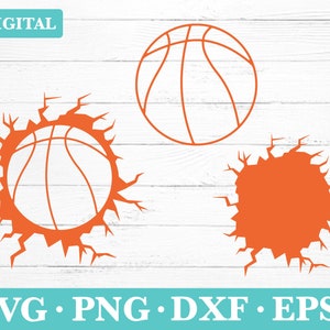 Basketball Outline Svg, Basketball Cut Files, Basketball Clip Art, Basketball Silhouette Files, Crack Wall Basketball