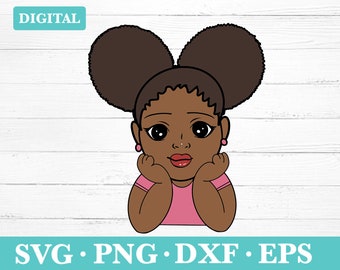 Black Girl Thinking Download Svg, Afro Girl Clipart, Cute Black Girl silhouette SVG, svg, png, eps, dxf