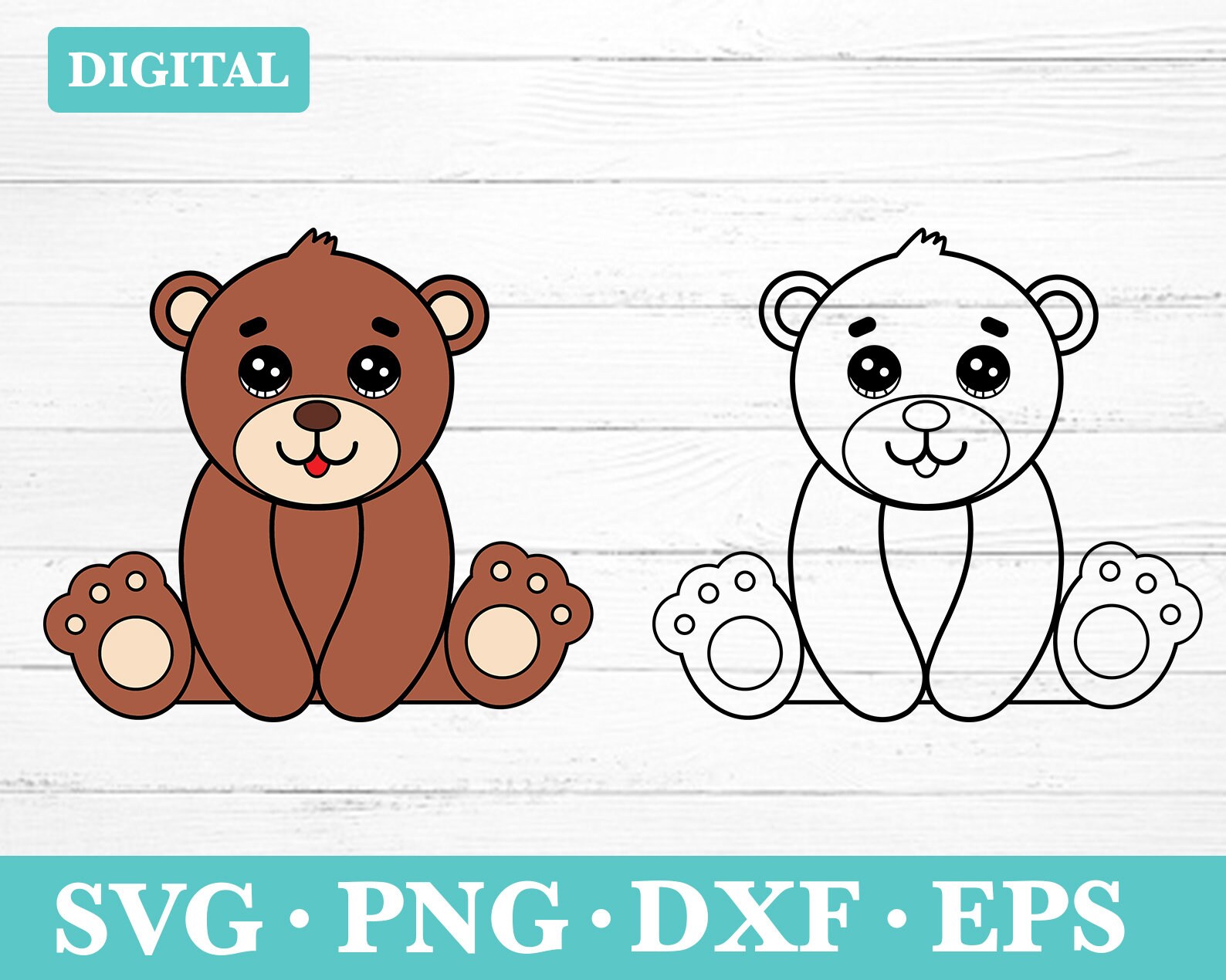 Baby Teddy Bear Svg, Bear Clipart Svg, Cute Bear Layered Files, Nursery
