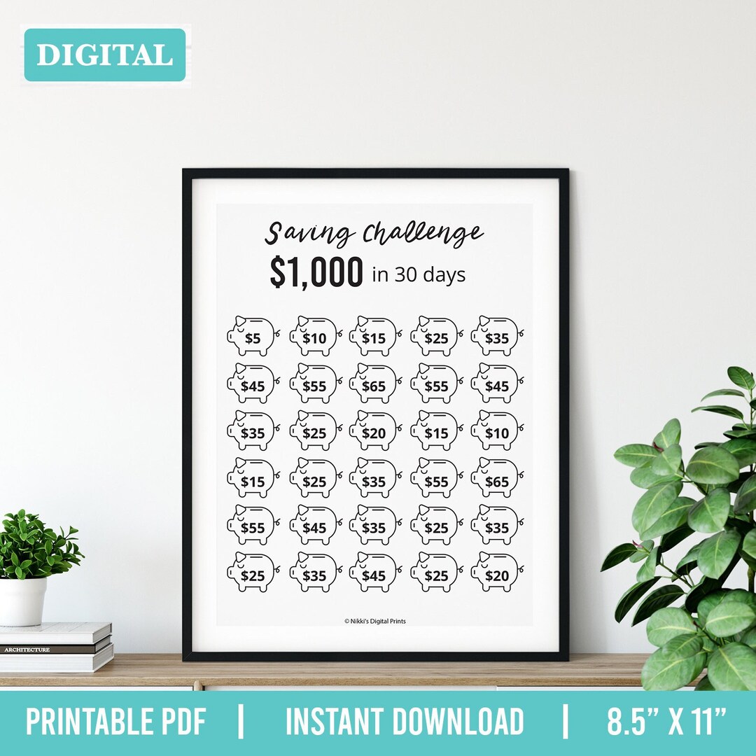 Save 1000 Dollars in 30 Days Challenge, 30 Days Money Saving Challenge ...