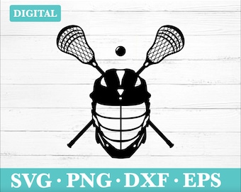 Lacrosse Helmet and Sticks SVG Bundle: Clipart for Cricut, Silhouette (Digital Download)